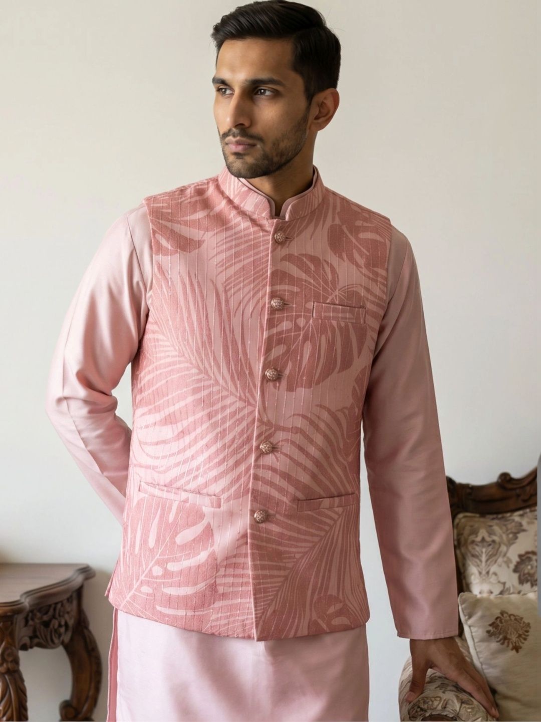 Jompers Printed Cotton Blend Satin Nehru Jackets-picture-37