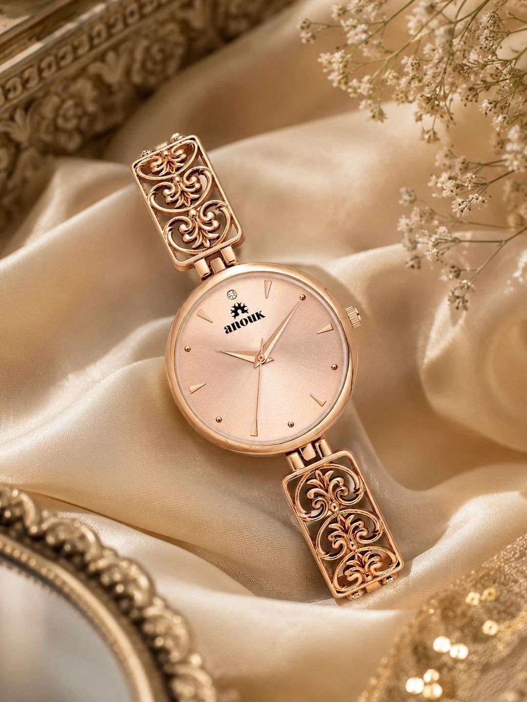 Anouk Women Brass Dial & Bracelet Style Straps Analogue Watch ANW-061-RG-image-35