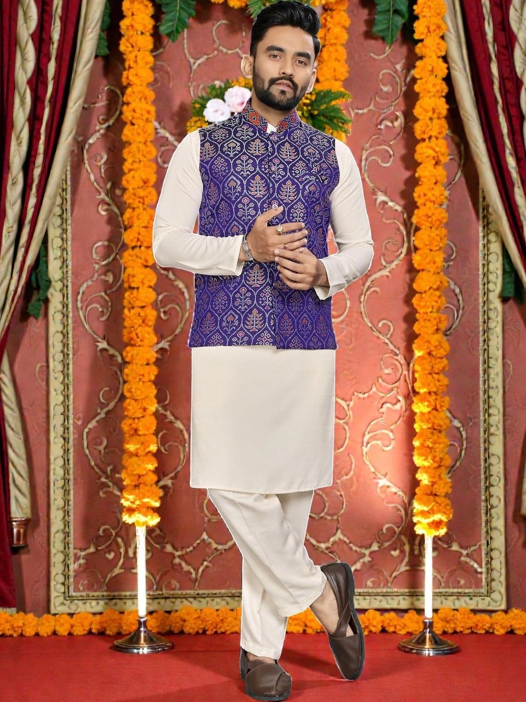 WELL TEX Men Regular Pure Cotton Kurta with Pyjamas-picture-55