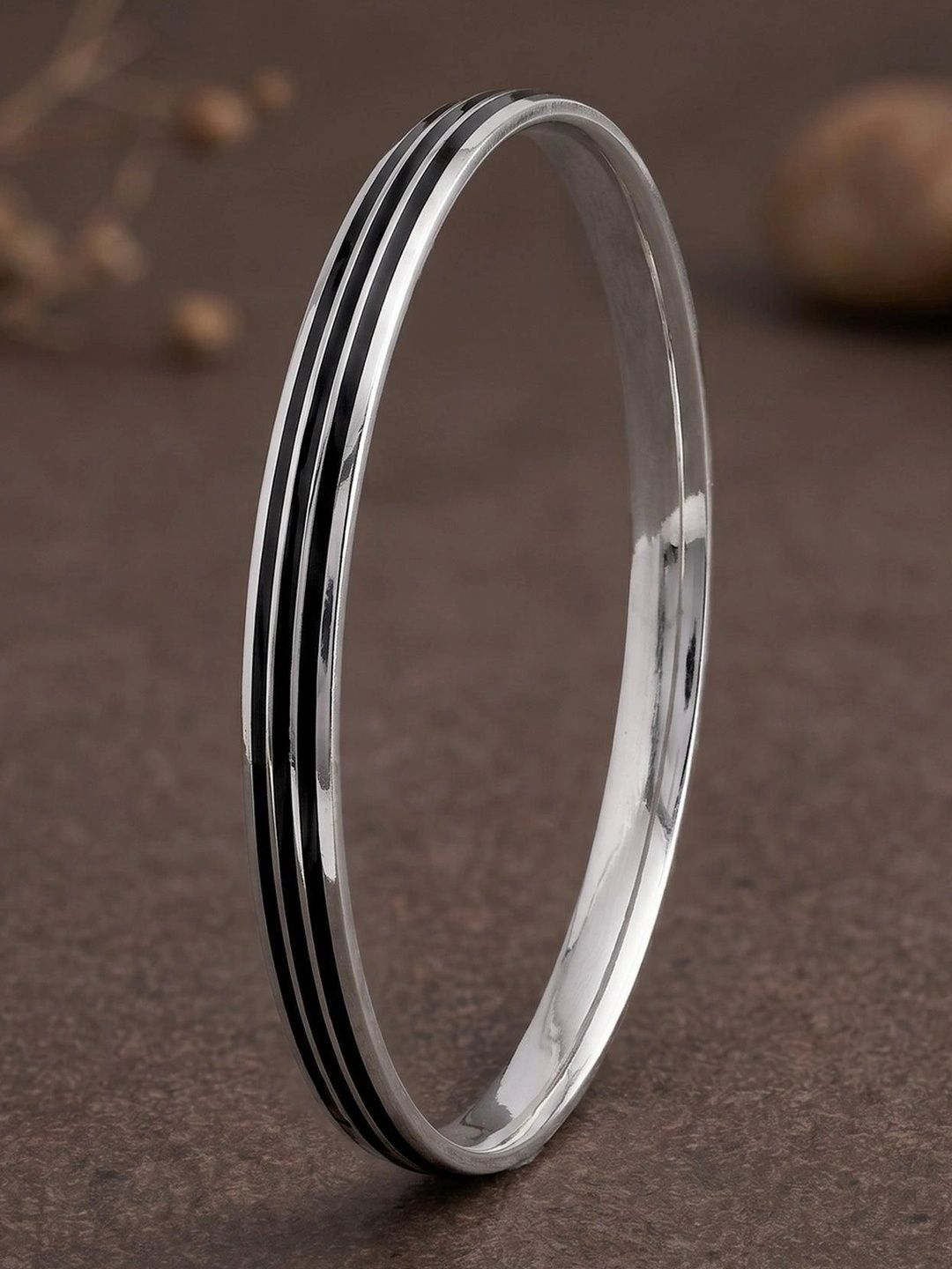 GIVA Men Silver Rhodium-Plated Kada Bracelet-picture-14