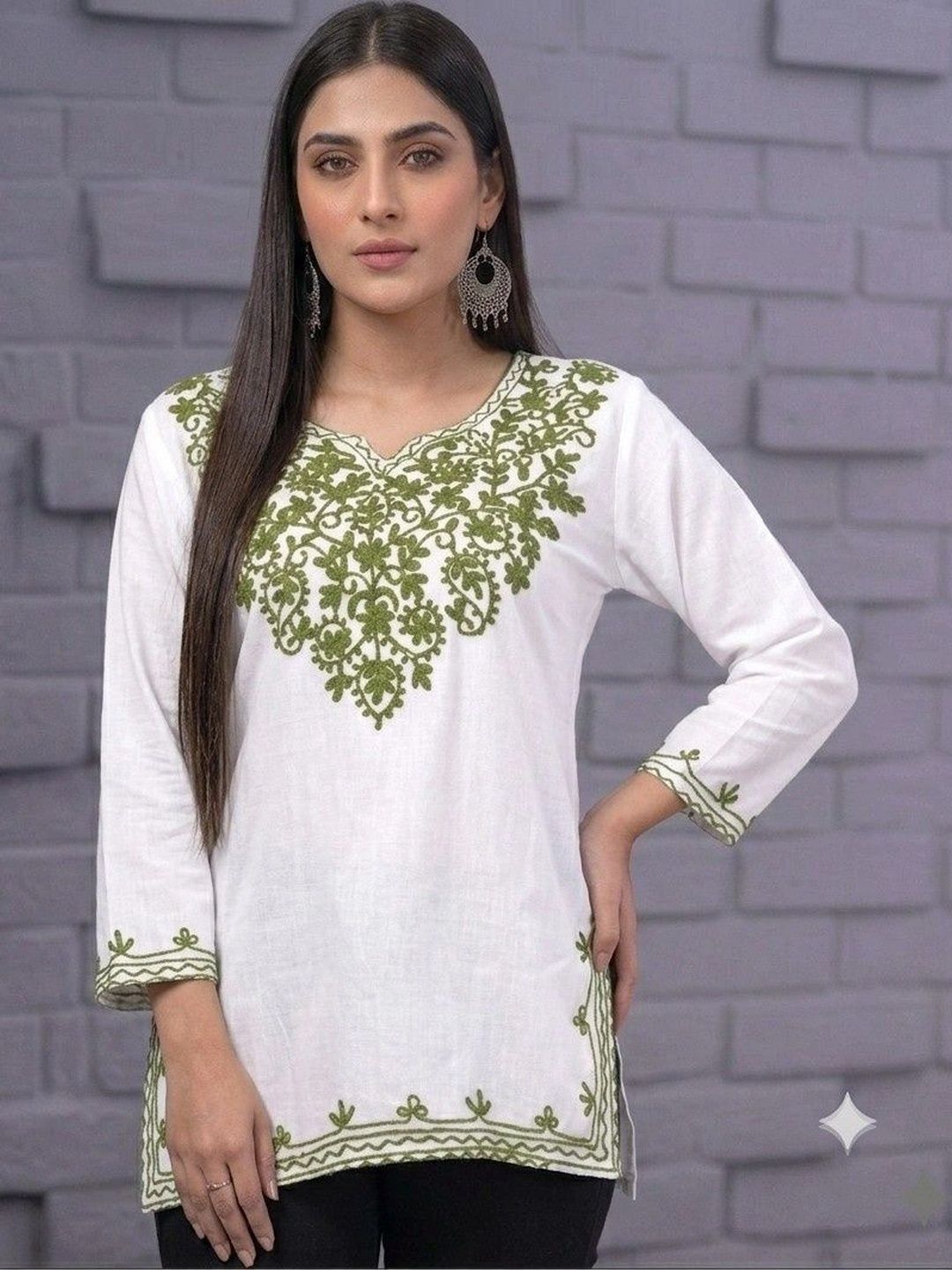 adore  wear Adore Wear Ethnic Motifs Embroidered V-Neck Kurti-picture-56
