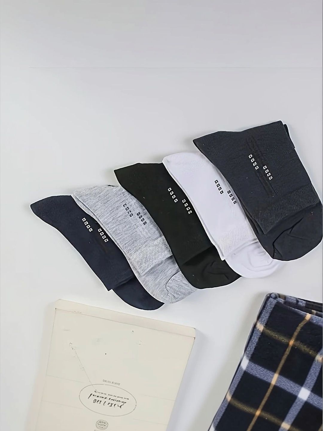 BEAR&BEYOND Men Pack of 5 Cotton Assorted Patterned Above Ankle Socks-picture-25