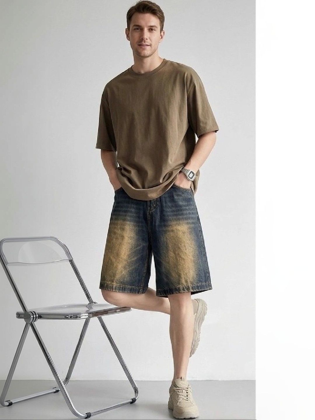 Suo Men Washed Denim Shorts Technology-picture-22