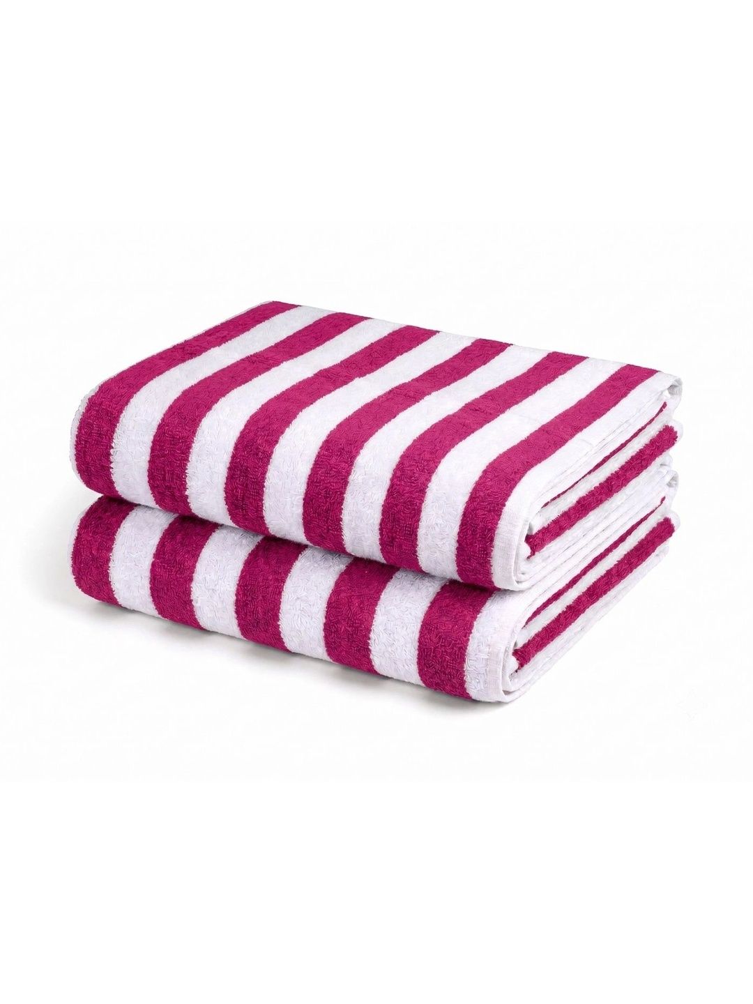 Hornbill Enterprises 2-Pcs Pink & White Striped Pure Cotton 500 GSM Beach Towels-image-13