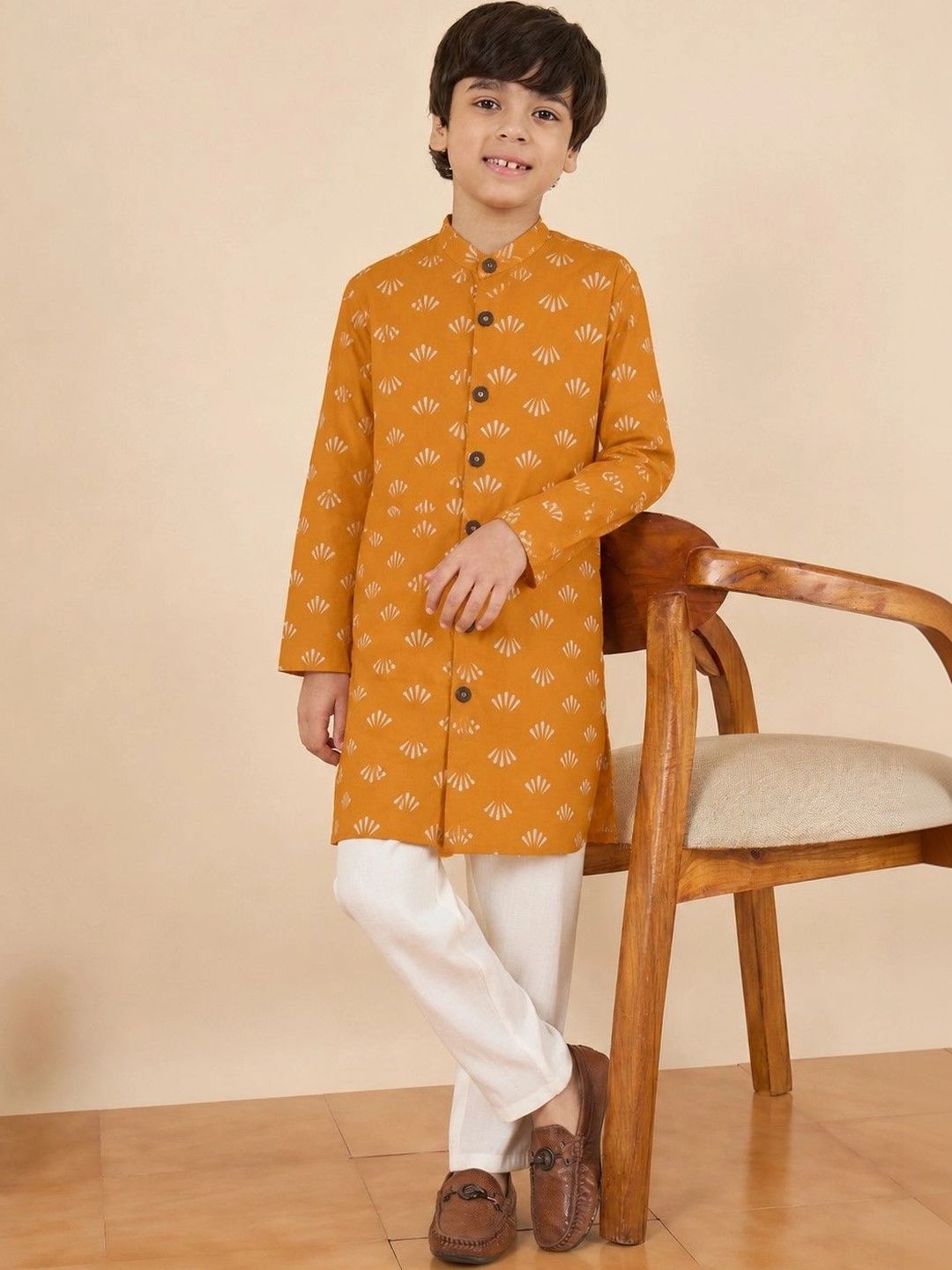 StyloBug Boys Printed Regular Pure Cotton Kurta with Trousers-picture-58