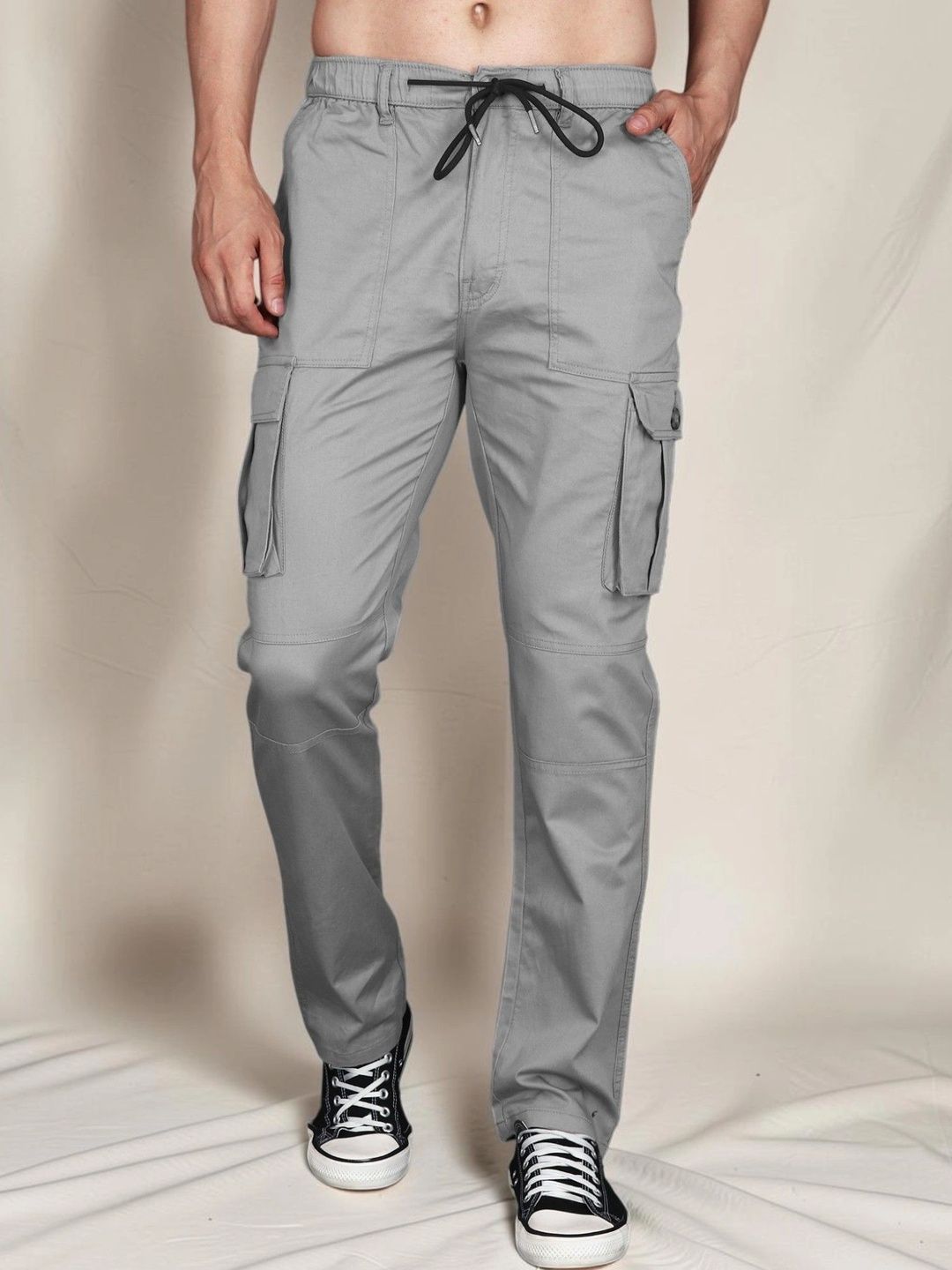 Mast & Harbour Men Relaxed Straight Leg Easy Wash Cargos Trousers-picture-55
