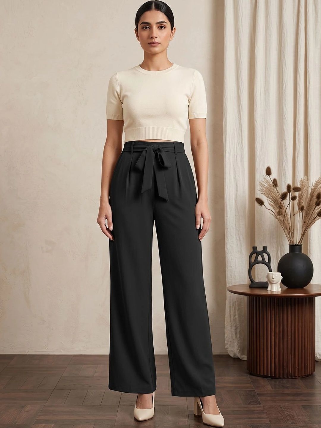 Moda Rapido Women Comfort Flared High-Rise Trousers-picture-37