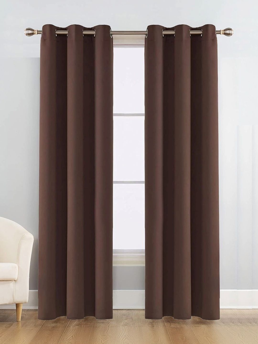 Homyra Decor Brown Set of 2 Black Out Window Curtain-image-39
