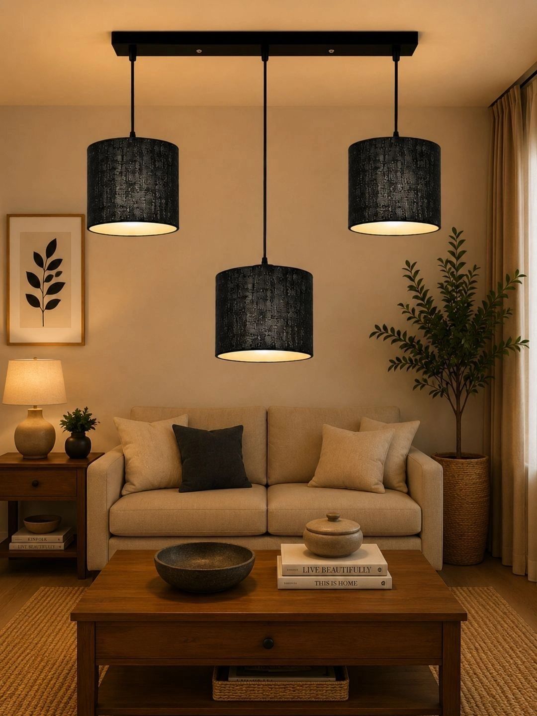 Myntra Elegant Homes Black Textured Contemporary Ceiling Lamp-picture-26