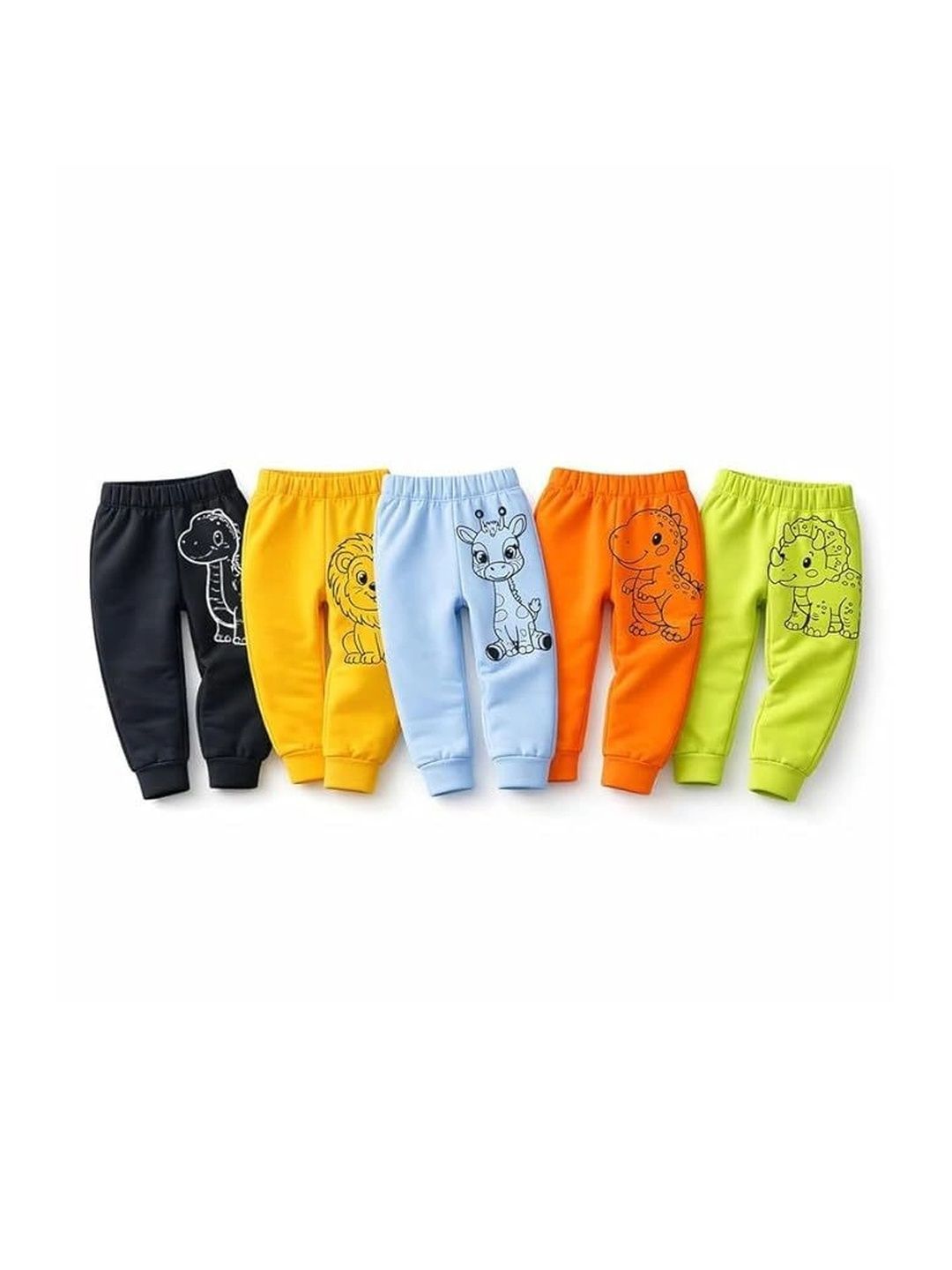 EIO Kids Pack Of 5 Printed Cotton Joggers-picture-24