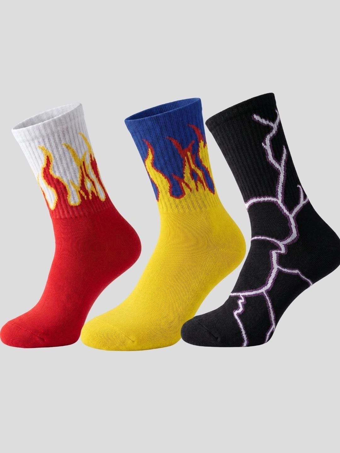 Moda Rapido Men Pack of 3 Cotton Blend Patterned Calf Length Socks-picture-33