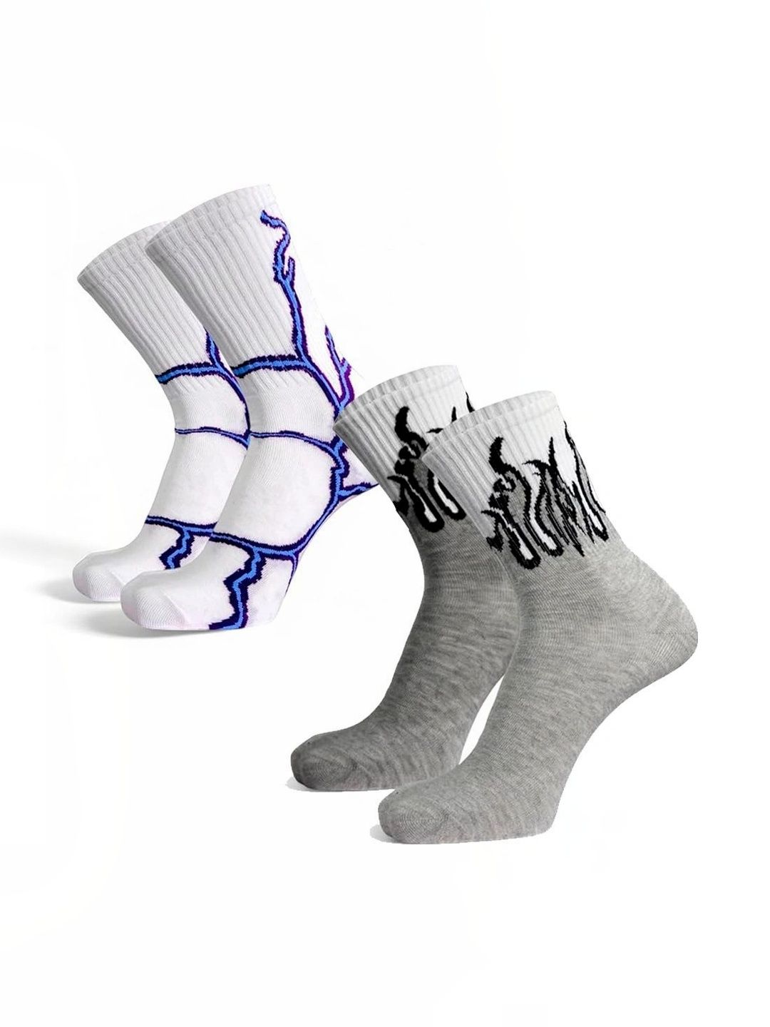 BEAR&BEYOND Men Pack of 2 Cotton Assorted Patterned Above Ankle Socks-picture-22