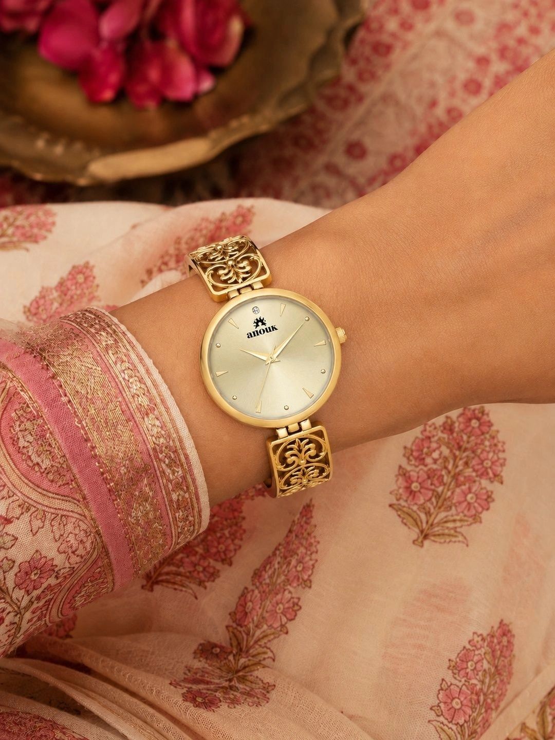 Anouk Women Brass Dial & Bracelet Style Straps Analogue Watch ANW-067-GD-picture-29