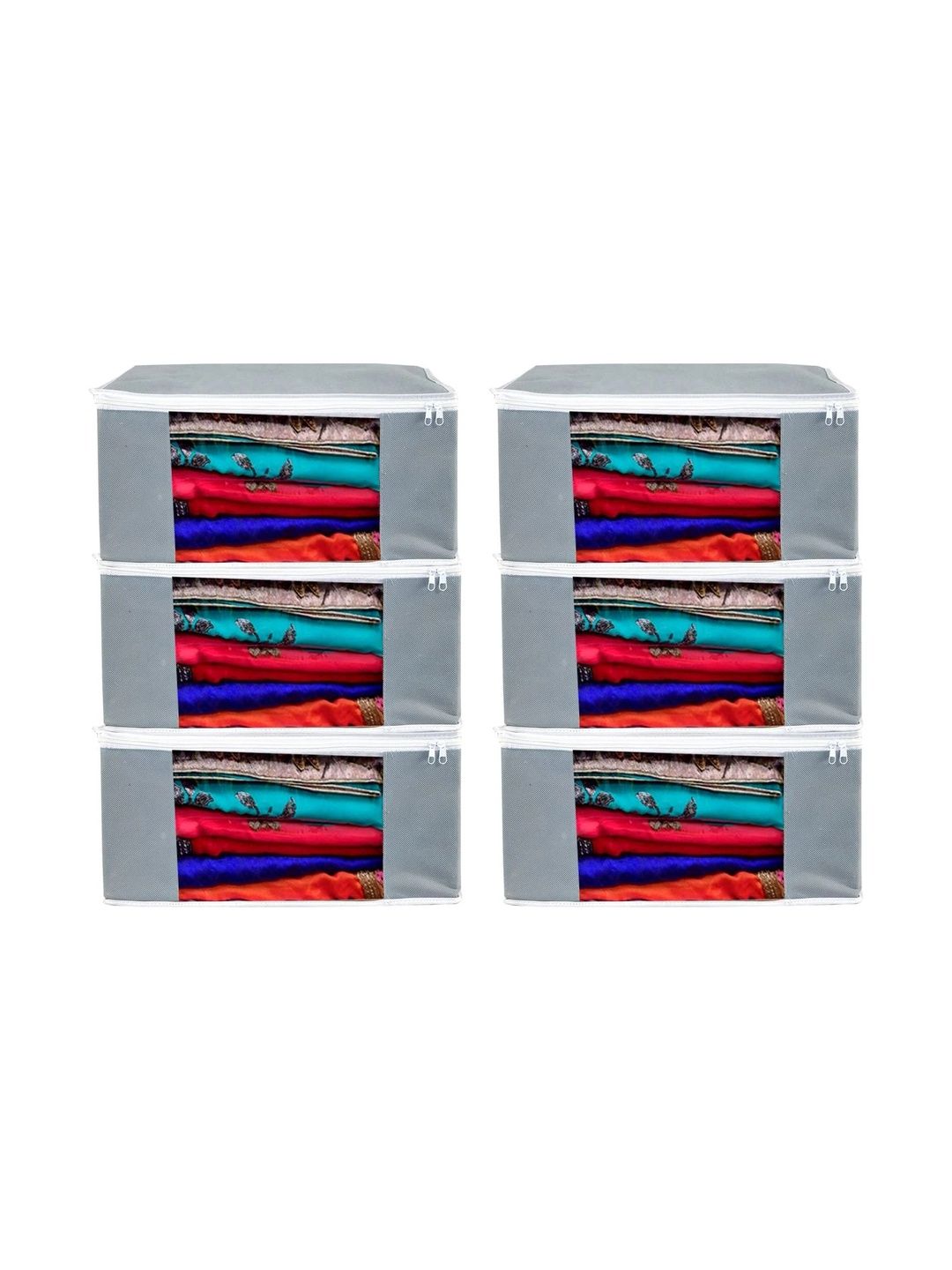ANKIT INTERNATIONAL Grey Set of 6 Reusable Multi-Utility Organisers-picture-41