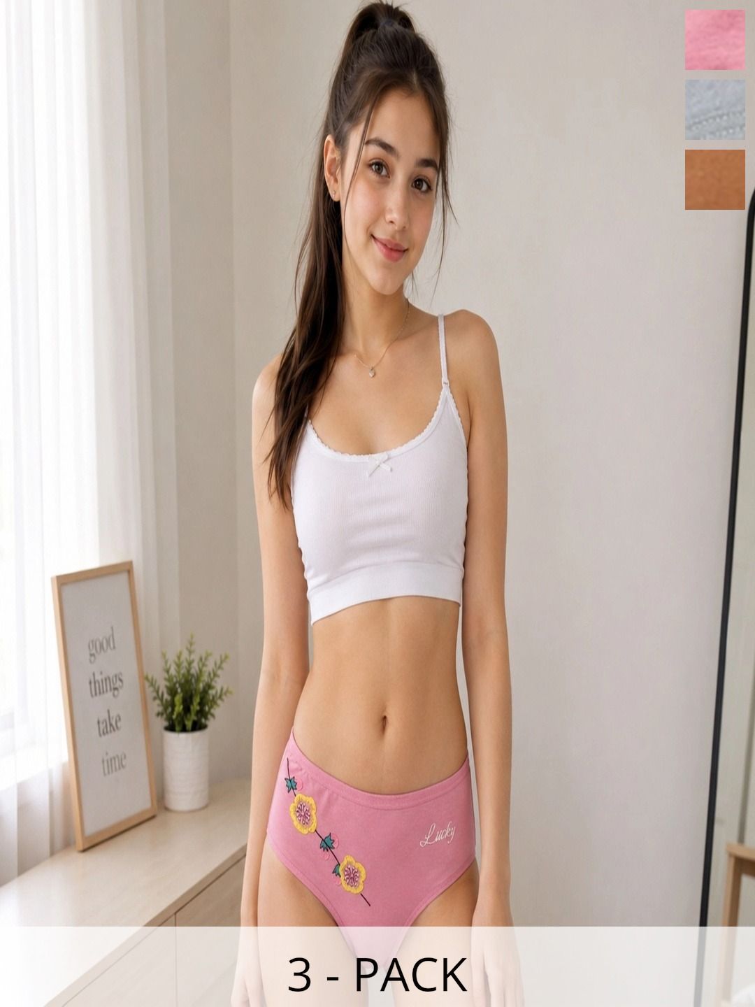 VYAPAK CREATION Girls Pack of 3 Printed Cotton Bikini-picture-58