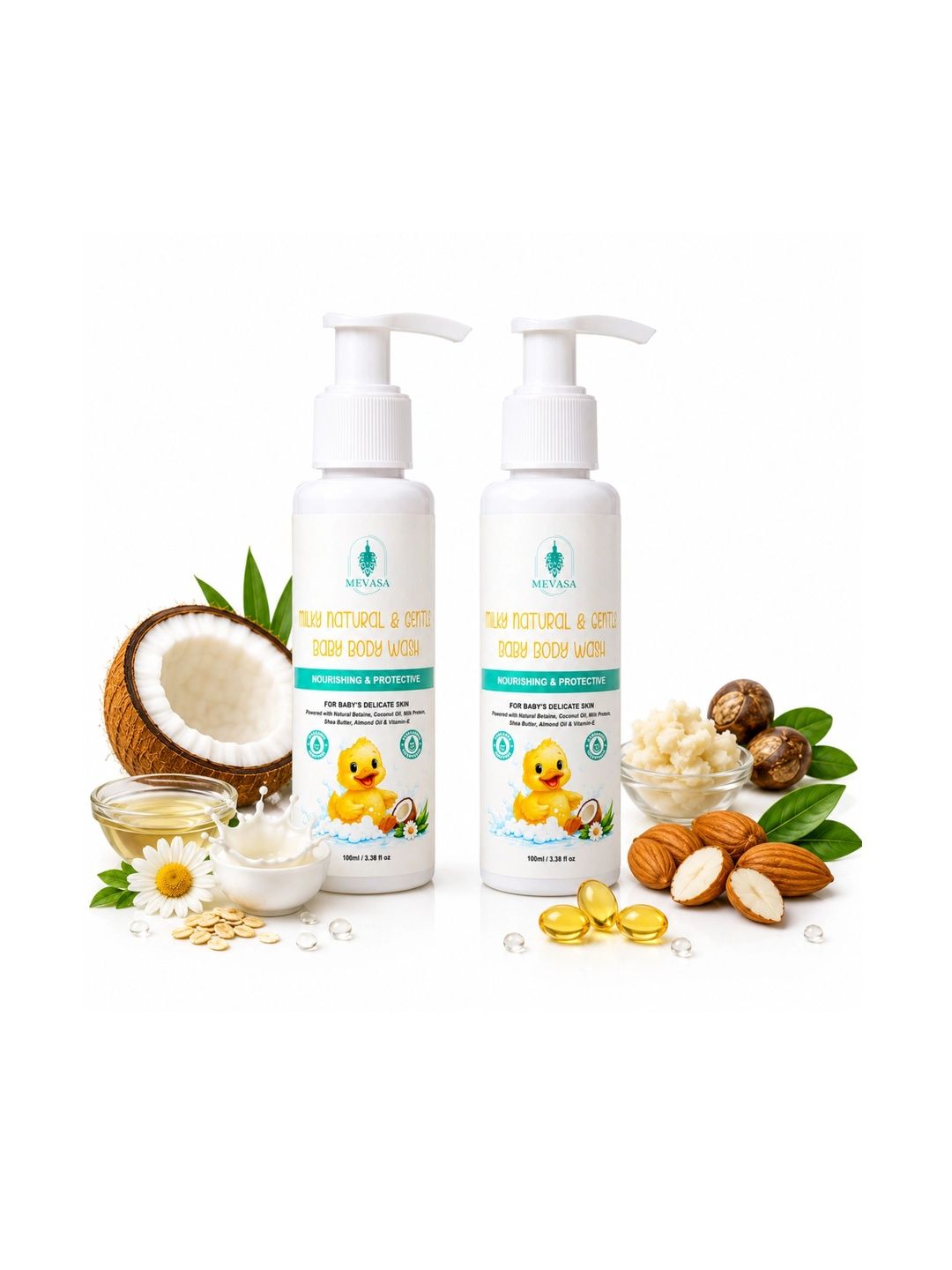 Mevasa Set Of 2 Milky Natural & Gentle Baby Body Wash - 100 ml Each-picture-50