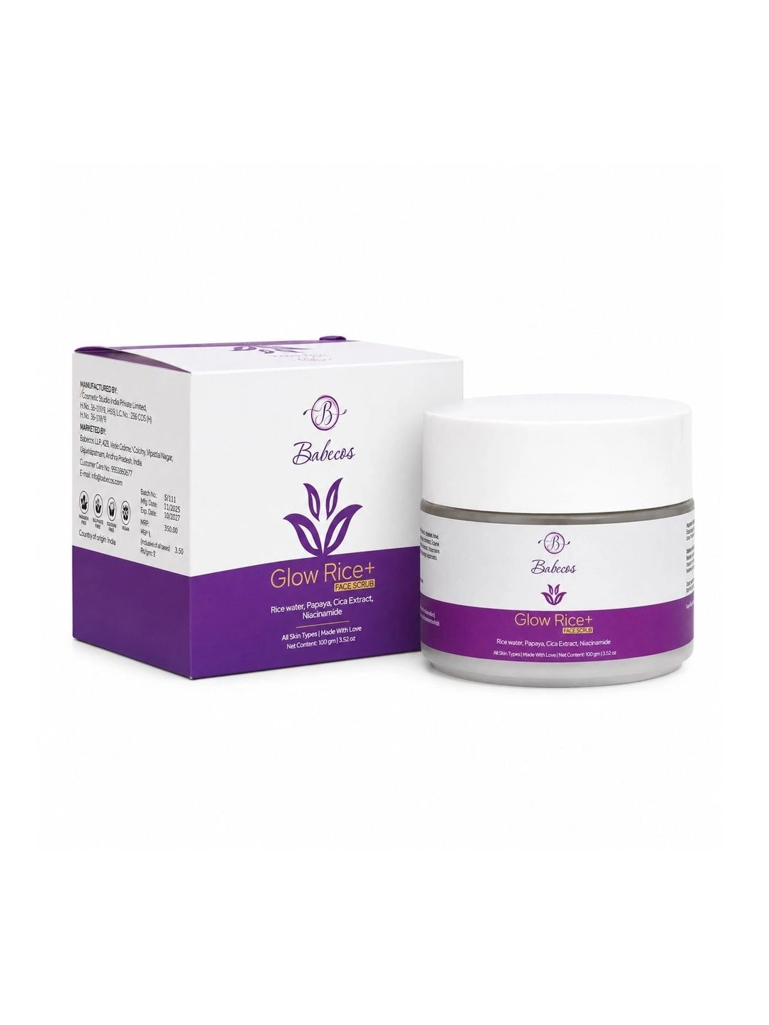 BABECOS Glow Rice Face Scrub - 100 g-image-2