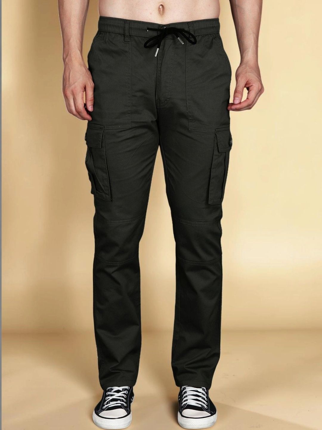 Mast & Harbour Men Relaxed Straight Leg Easy Wash Cargos Trousers-picture-54