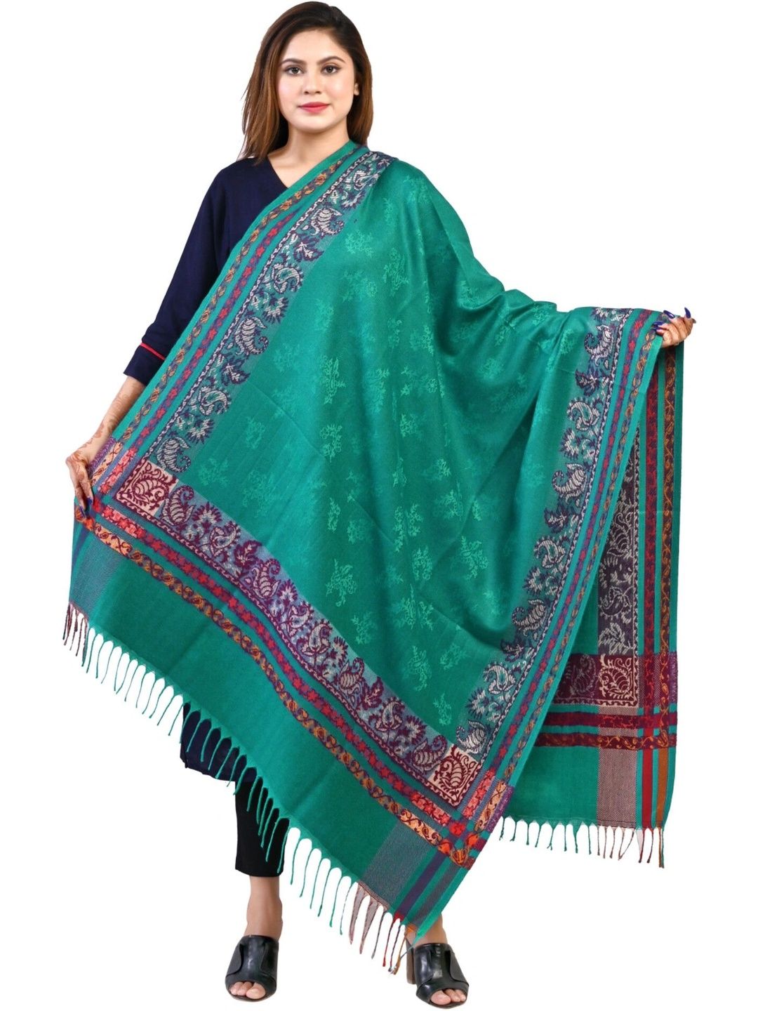 Letz Dezine Women Ethnic Motifs Woven Design Shawl-image-14