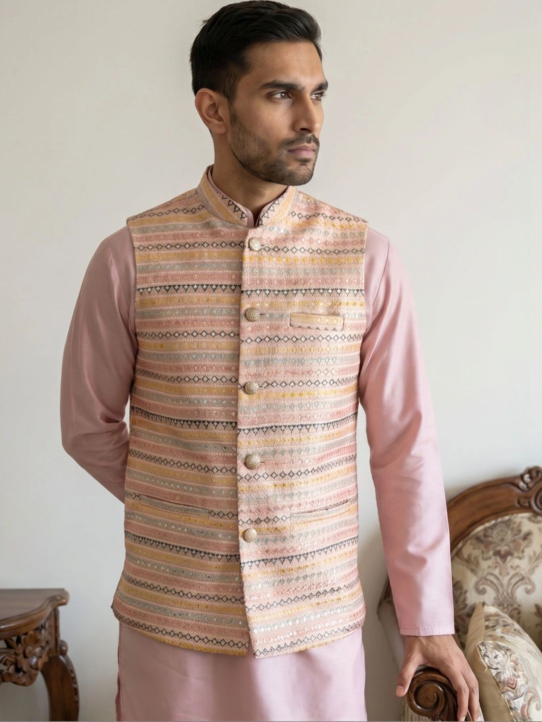 Jompers Woven Design Nehru Jackets-picture-10