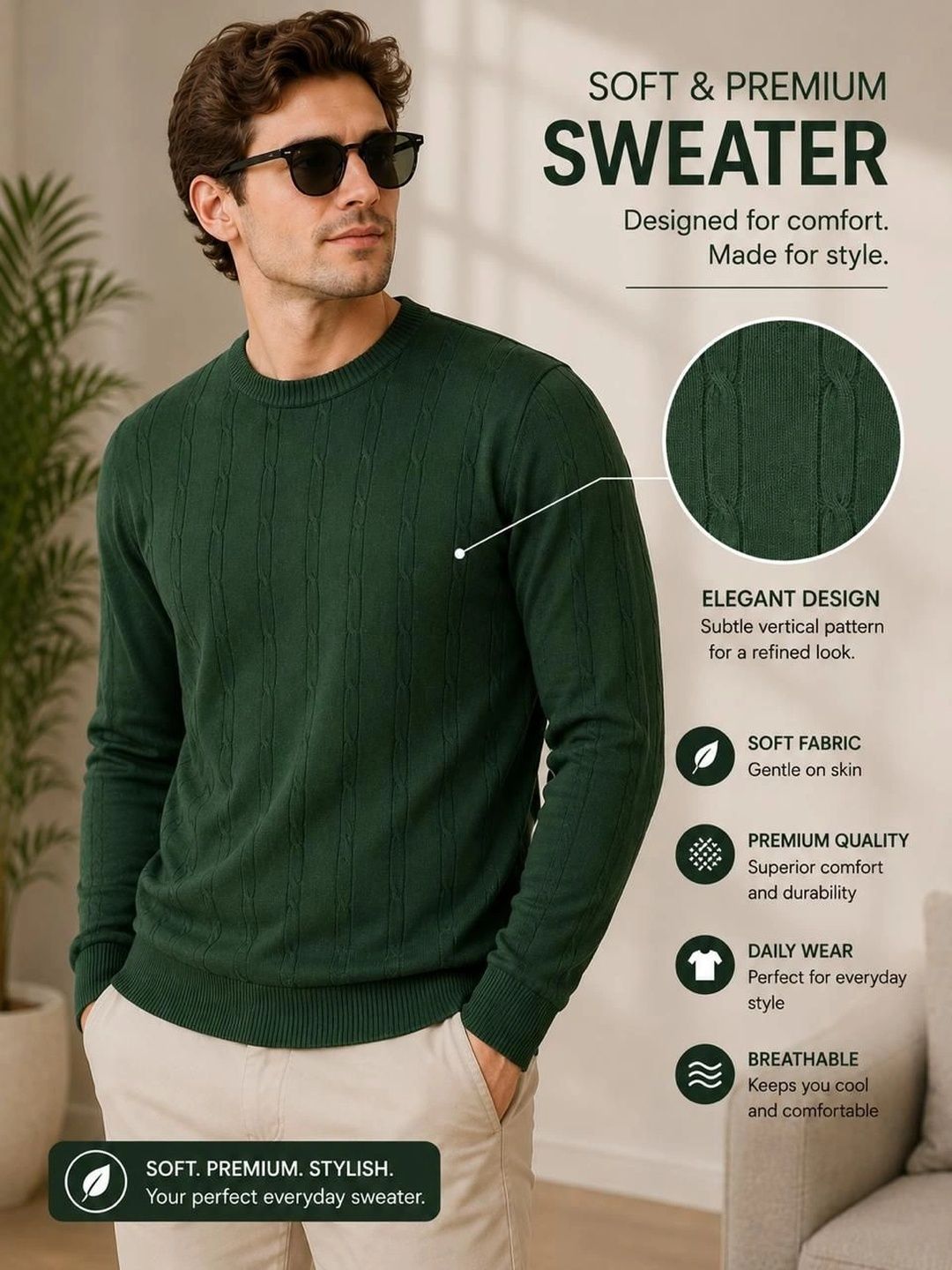 Moda Rapido Men Cable Knit Pullover-picture-35