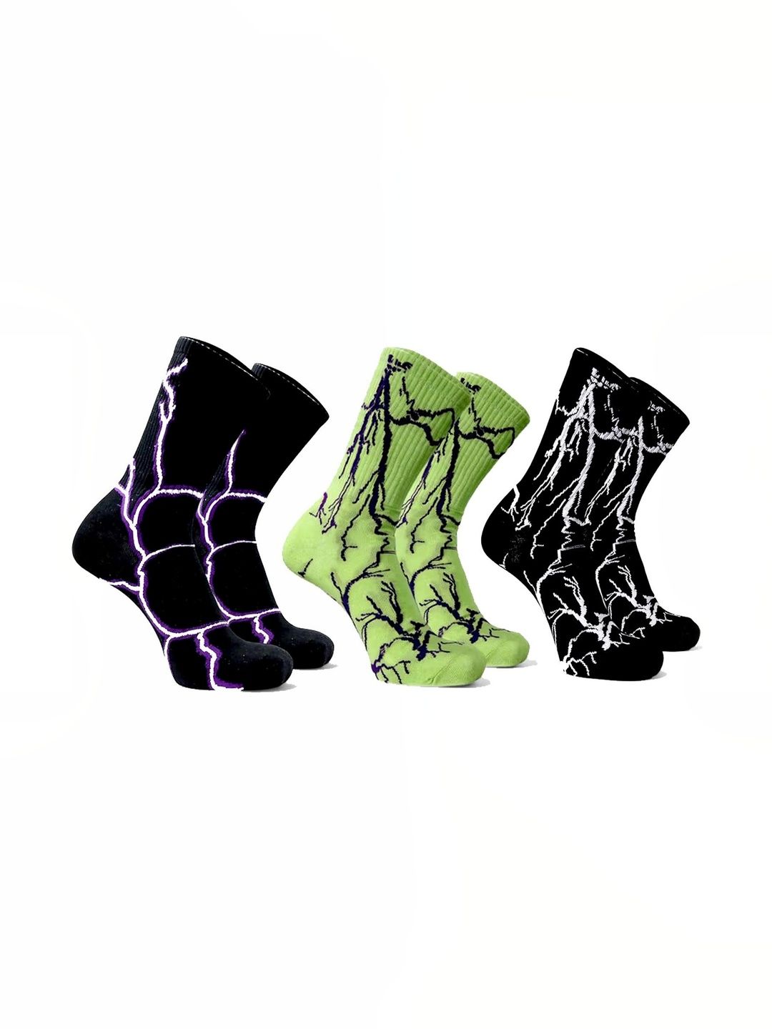 BEAR&BEYOND Men Pack of 3 Cotton Assorted Patterned Calf Length Socks-picture-39