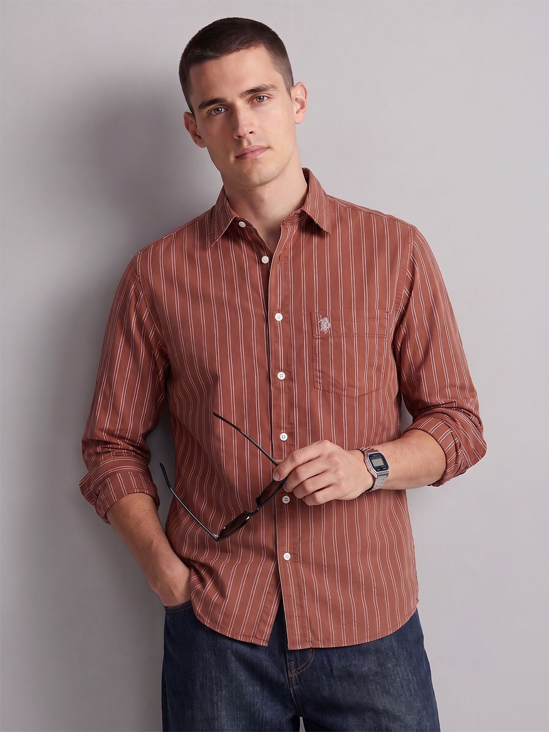 U.S. Polo Assn. Striped Pure Cotton Casual Shirt-picture-21
