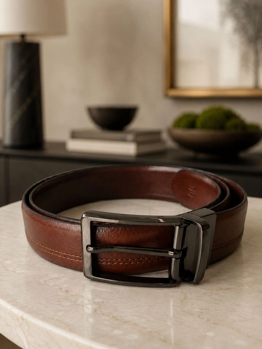 TT.BAGATT Men Textured Leather Reversible Formal Belt-image-23