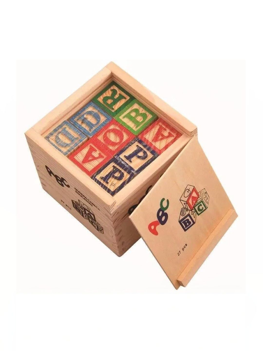 Little Mind Kids Wooden ABC Alphabet Blocks Set with Storage Box-picture-46