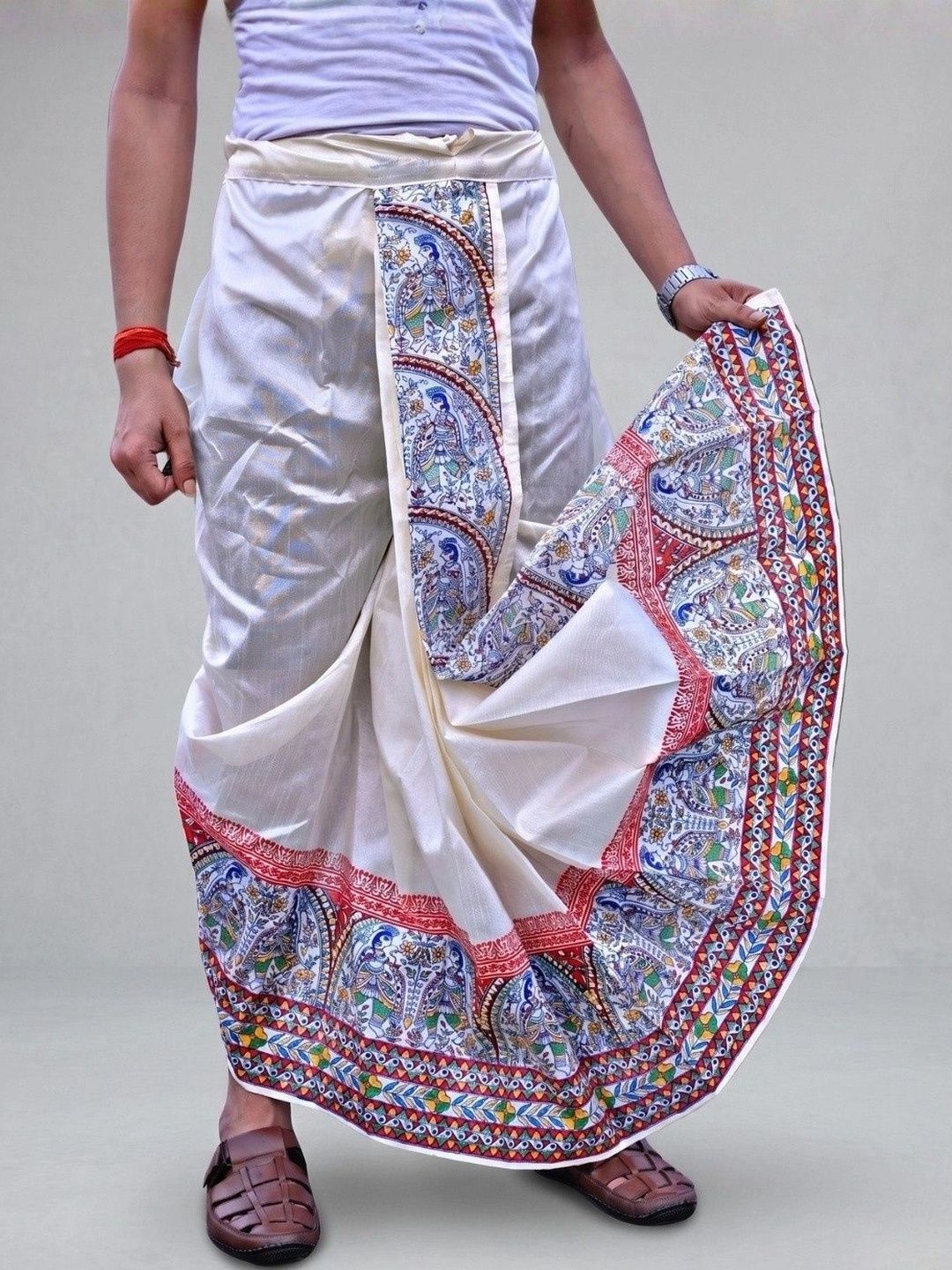 GOURI COLLECTIONS Men Printed Silk Dhoti Dhotis-picture-17