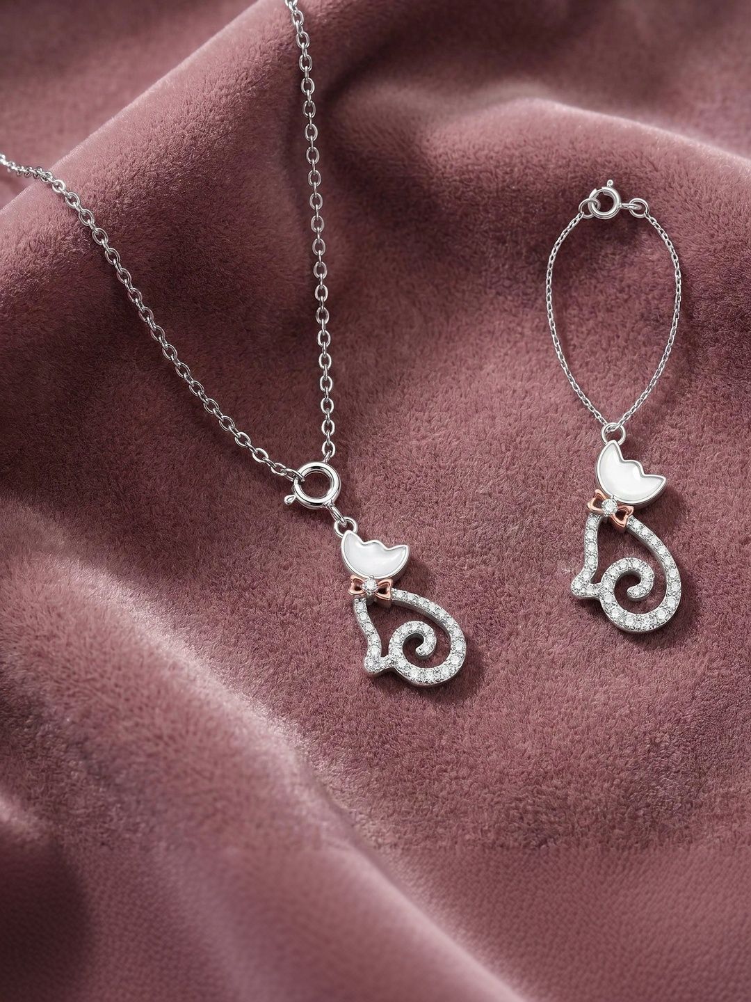 GIVA 2-Pcs 925 Sterling Silver Starlit Paws Charm & Pendant Set-image-35