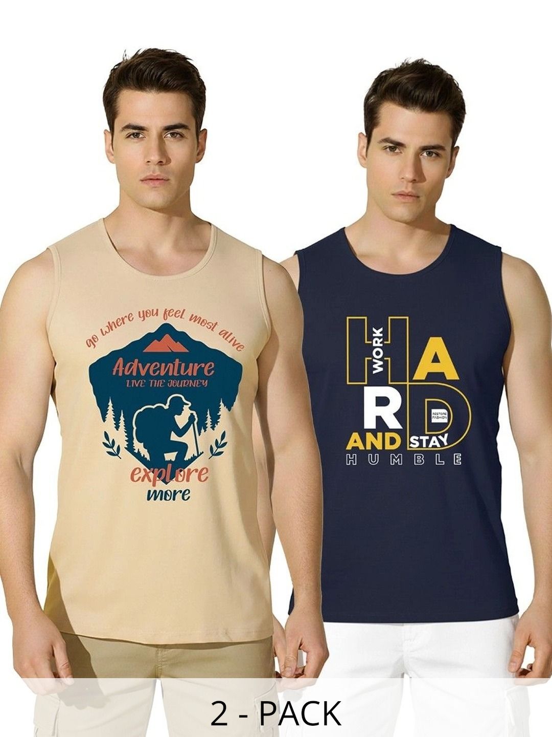 SKY HARBOAR Pack of 2 Printed Cotton Gym Vest-picture-37