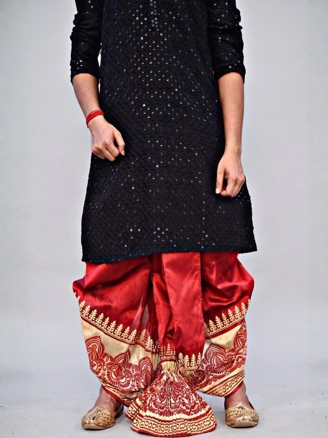 GOURI COLLECTIONS Men Printed Silk Dhoti Dhotis-picture-1