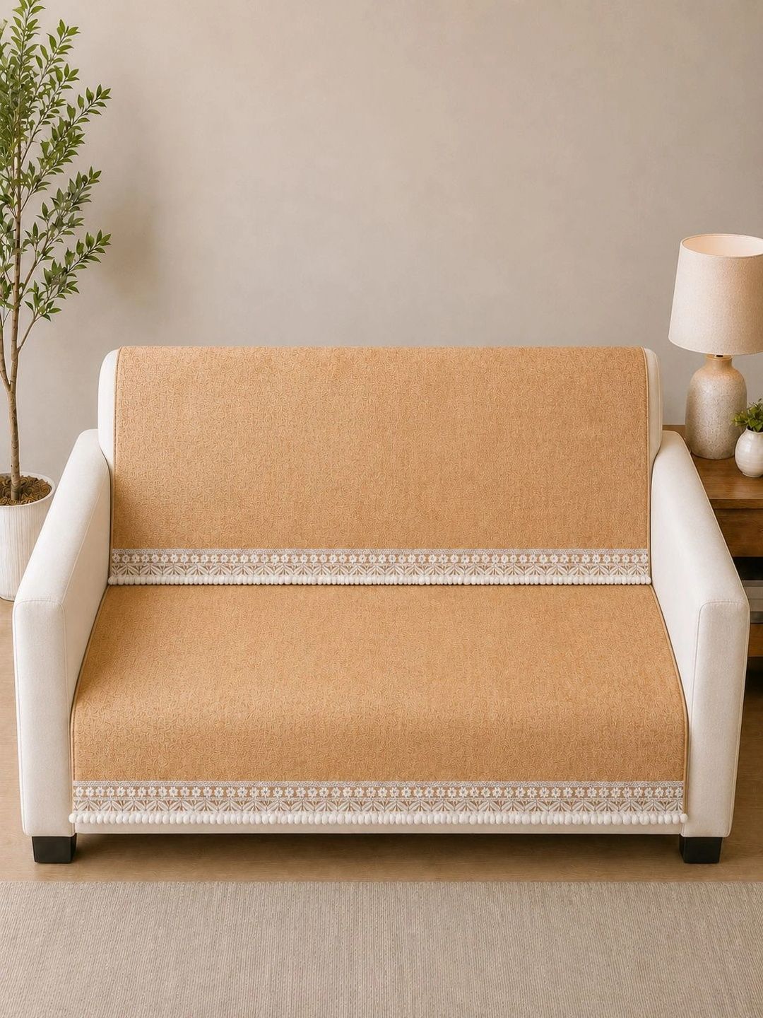 Clasiko Beige 2 Piece Sofa Cover Without Arms-picture-41