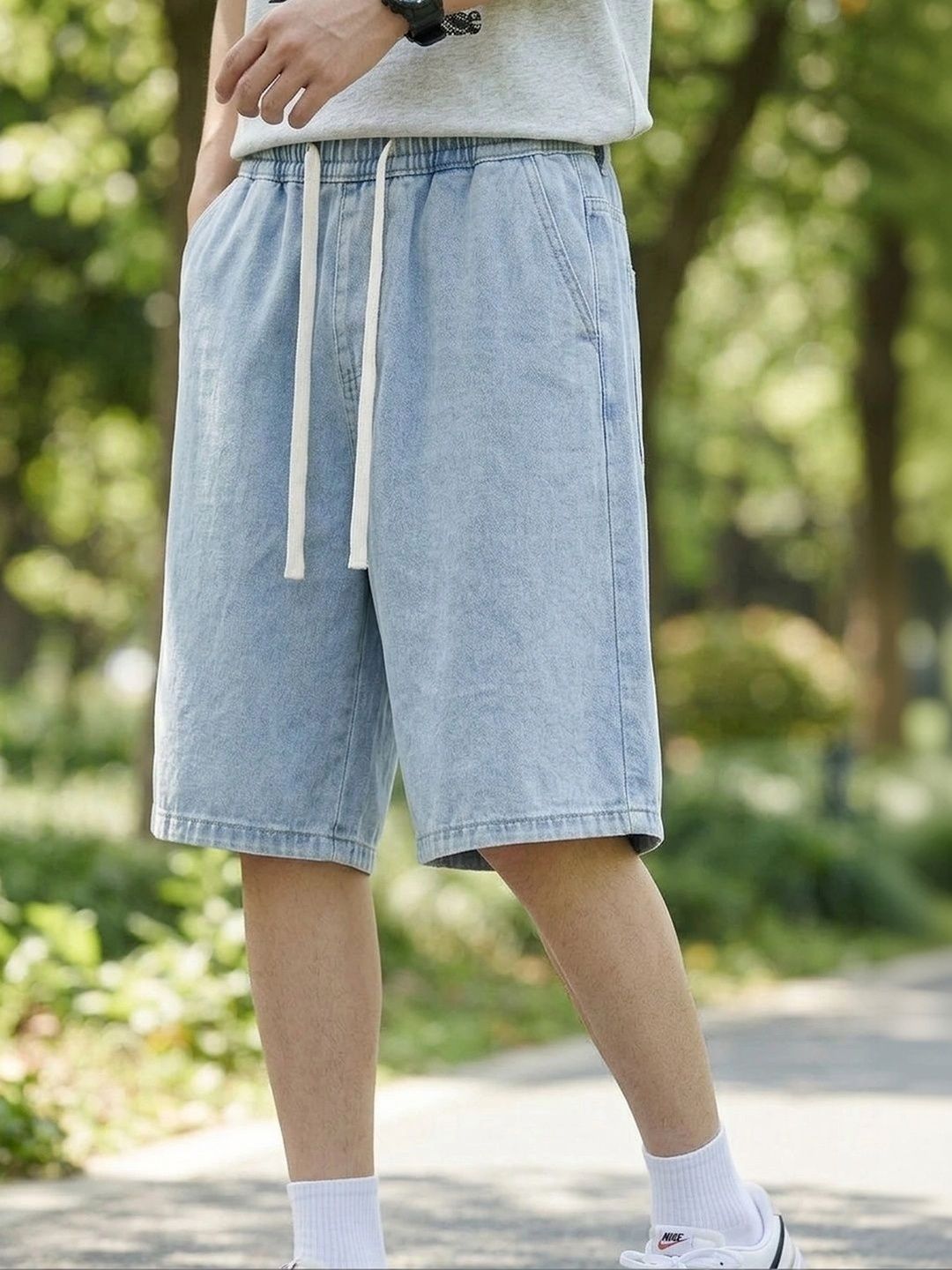 Suo Men Denim Blend Denim Shorts-picture-34