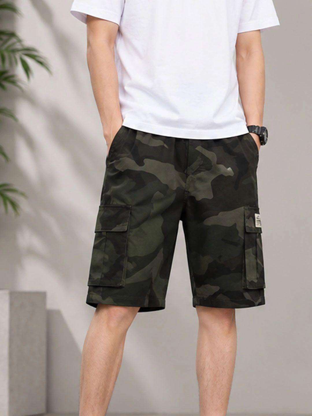 Suo Men Camouflage Printed Cargo Shorts-picture-51