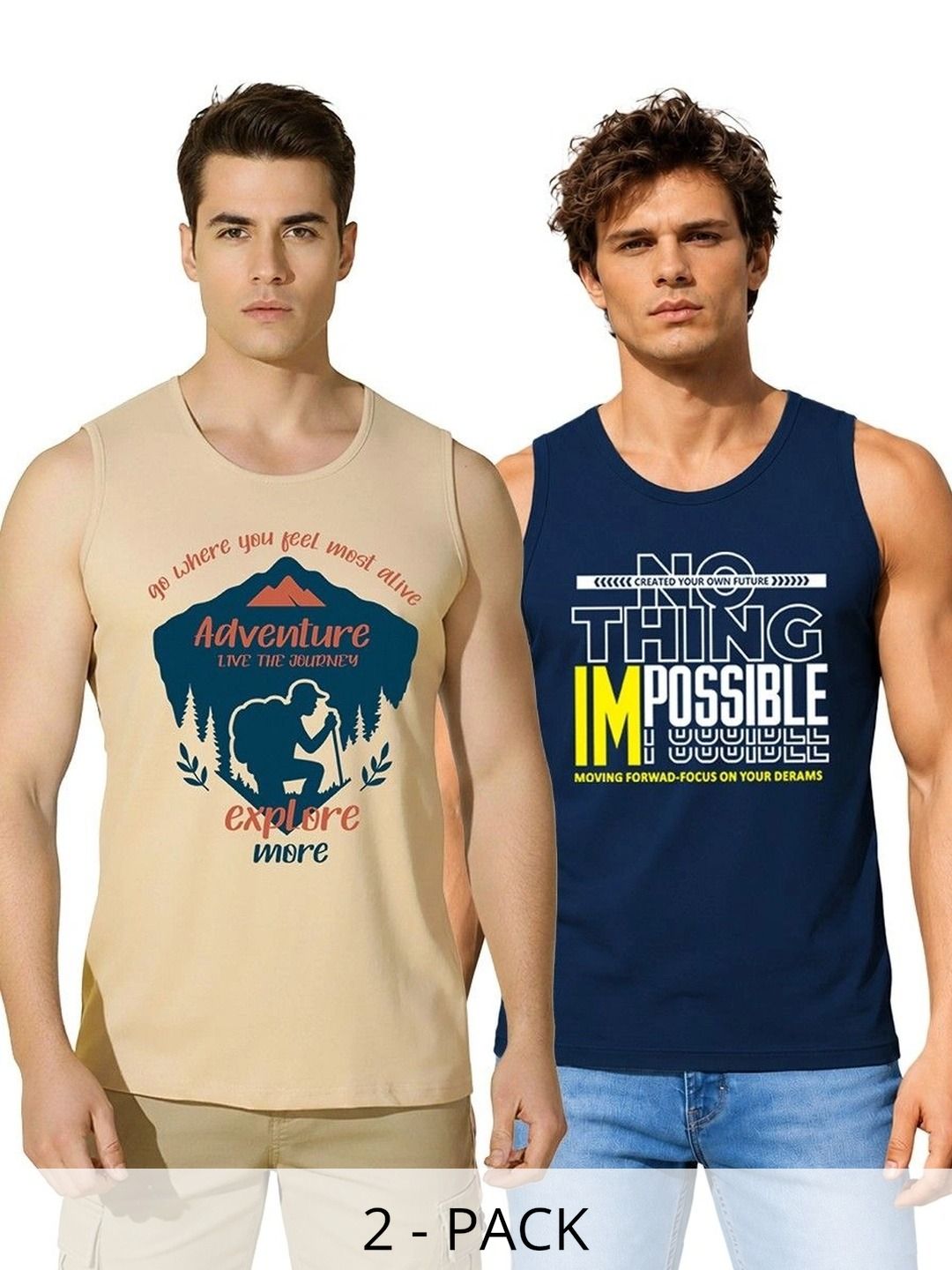 SKY HARBOAR Pack of 2 Printed Cotton Gym Vest-picture-56