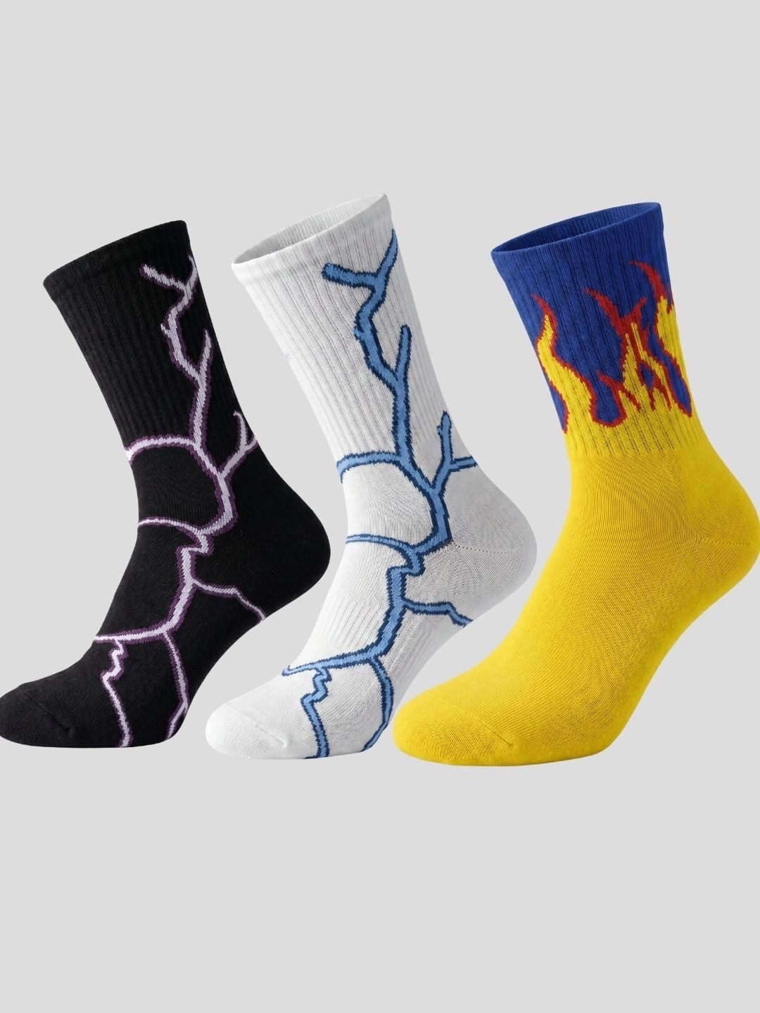 Moda Rapido Men Pack of 3 Cotton Blend Patterned Calf Length Socks-picture-31