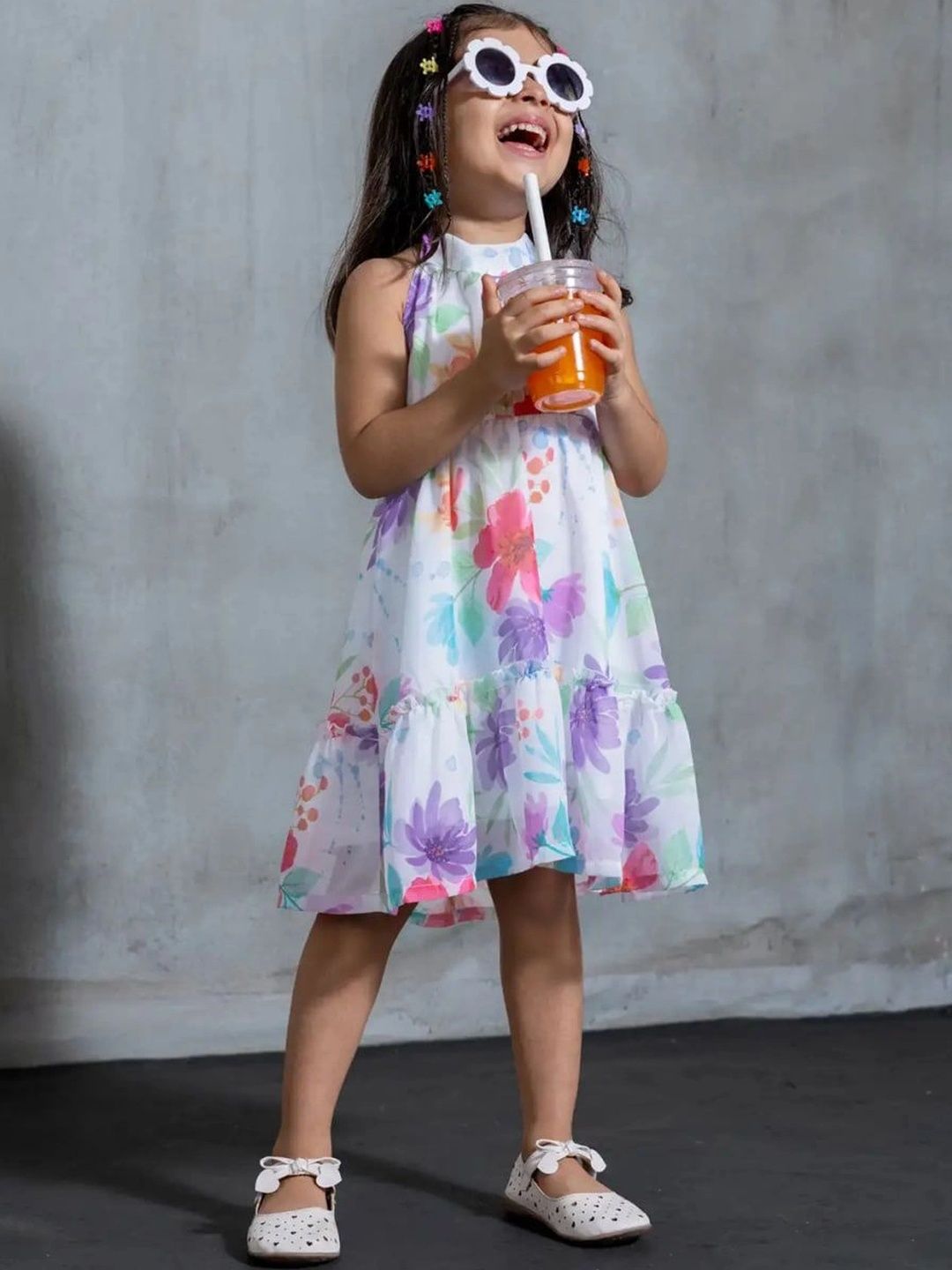 YK Floral Print Halter Neck A-Line Dress-picture-32