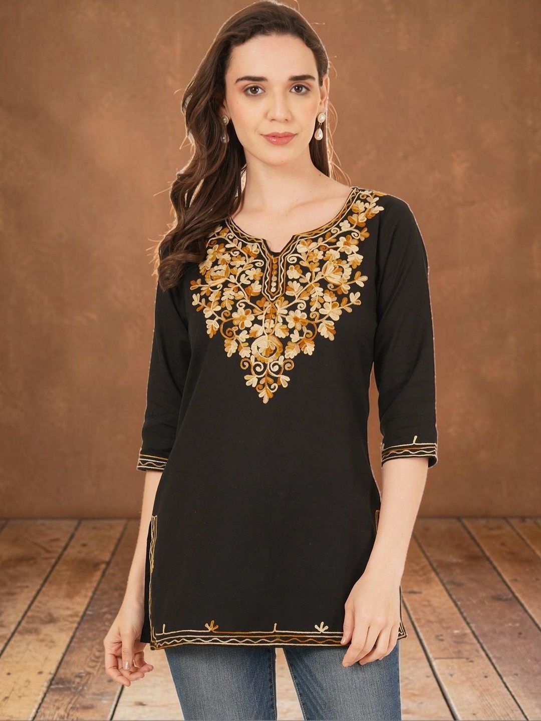 Hyba Floral Embroidered Ethnic Cotton Blend Top-picture-47