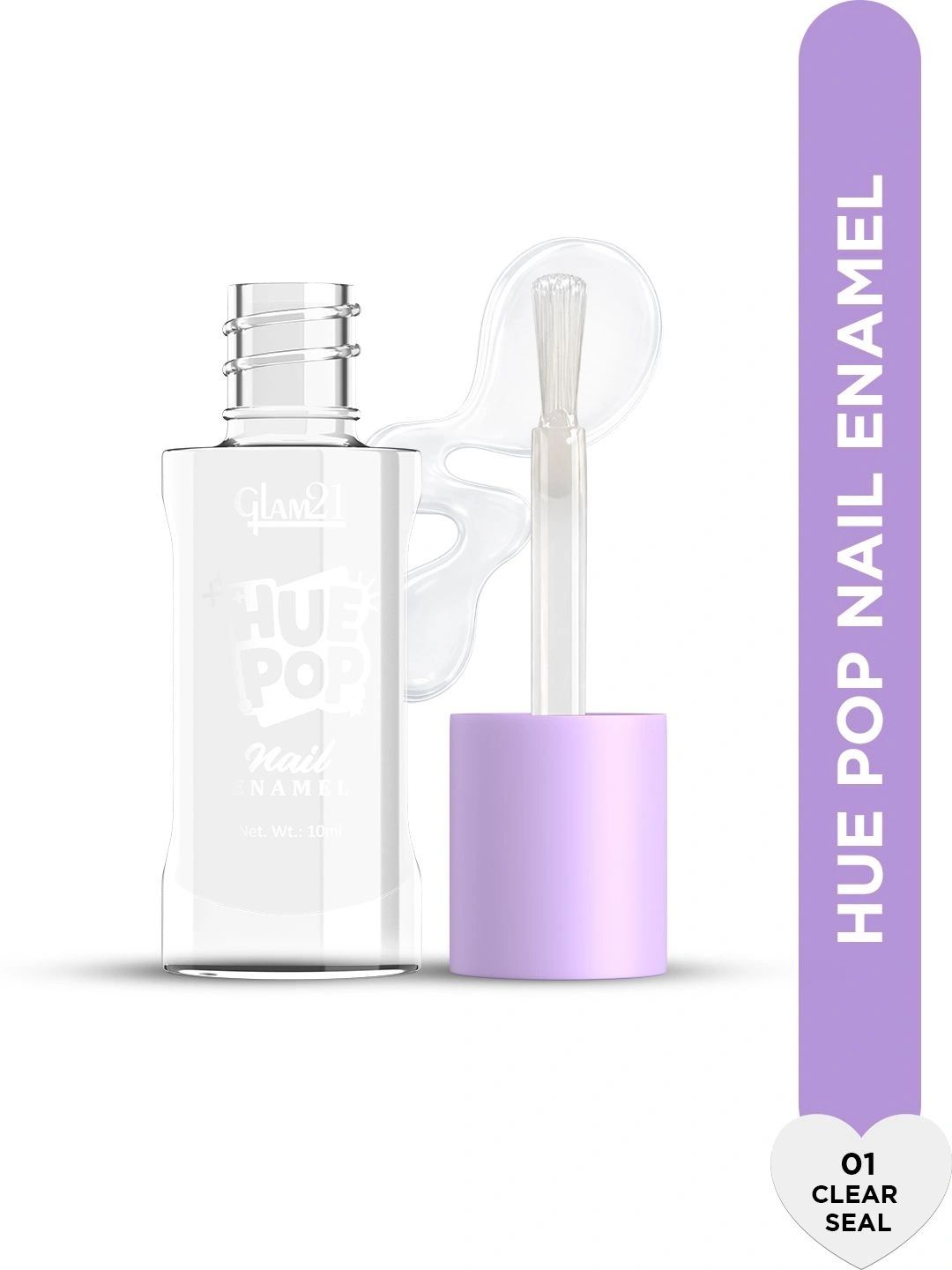 GLAM21 Hue Pop Resistant & Long Lasting Vibrant Nail Polish - 10 ml - Clear Seal 01-picture-32