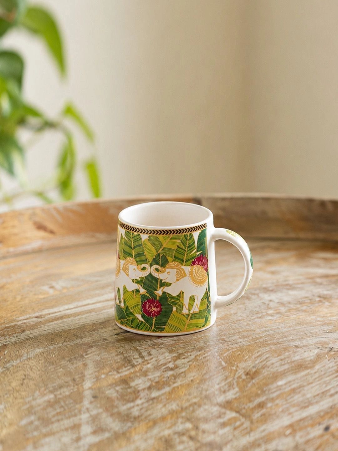 ExclusiveLane White & Green Handcrafted and Hand Painted Printed Ceramic Glossy Mugs Set of Cups and Mugs-picture-14