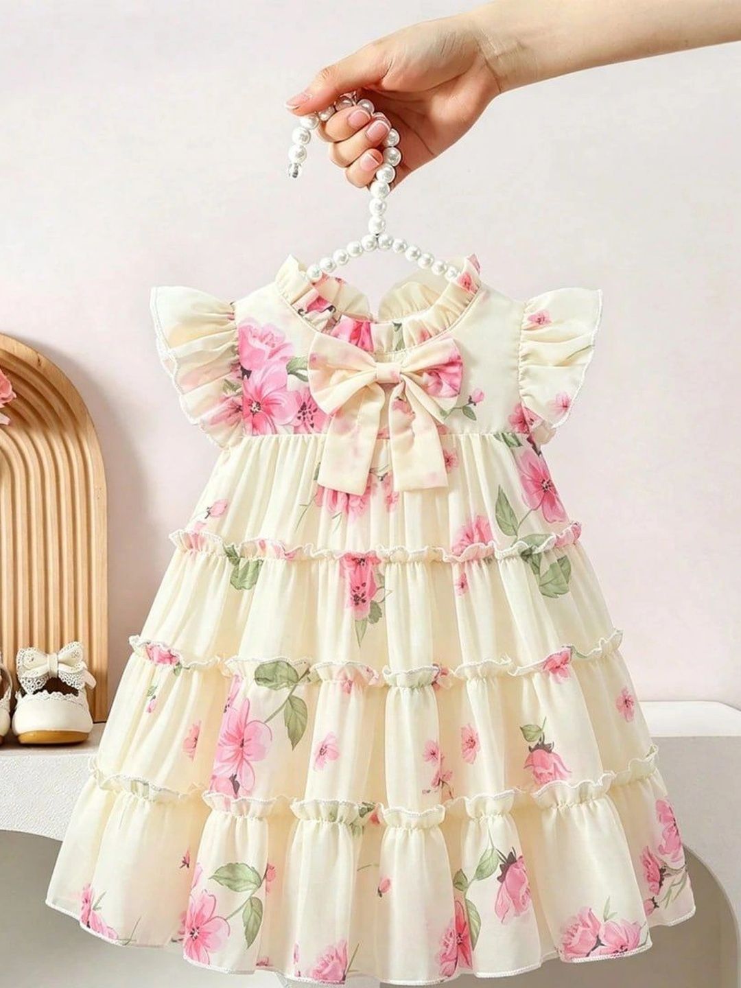 BAESD Floral Print Flutter Sleeve Ruffled A-Line Dress-picture-34