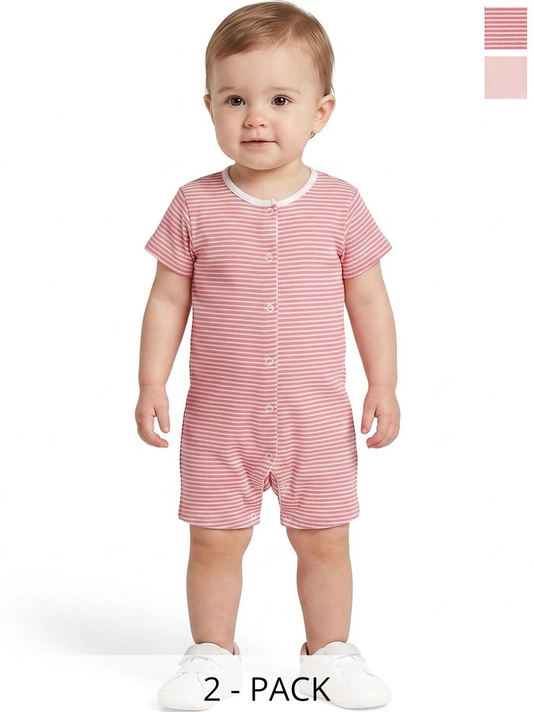 MINI KLUB Girls Pack Of 2 Cotton Rompers-picture-38