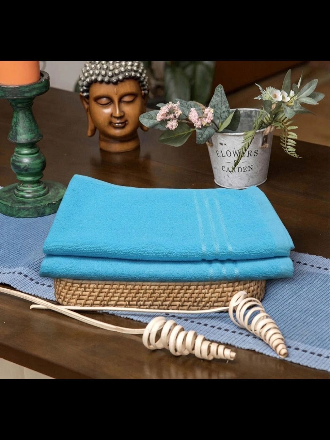 Blissful Creations 2-Pcs Blue 450 GSM Hand Towels-picture-18