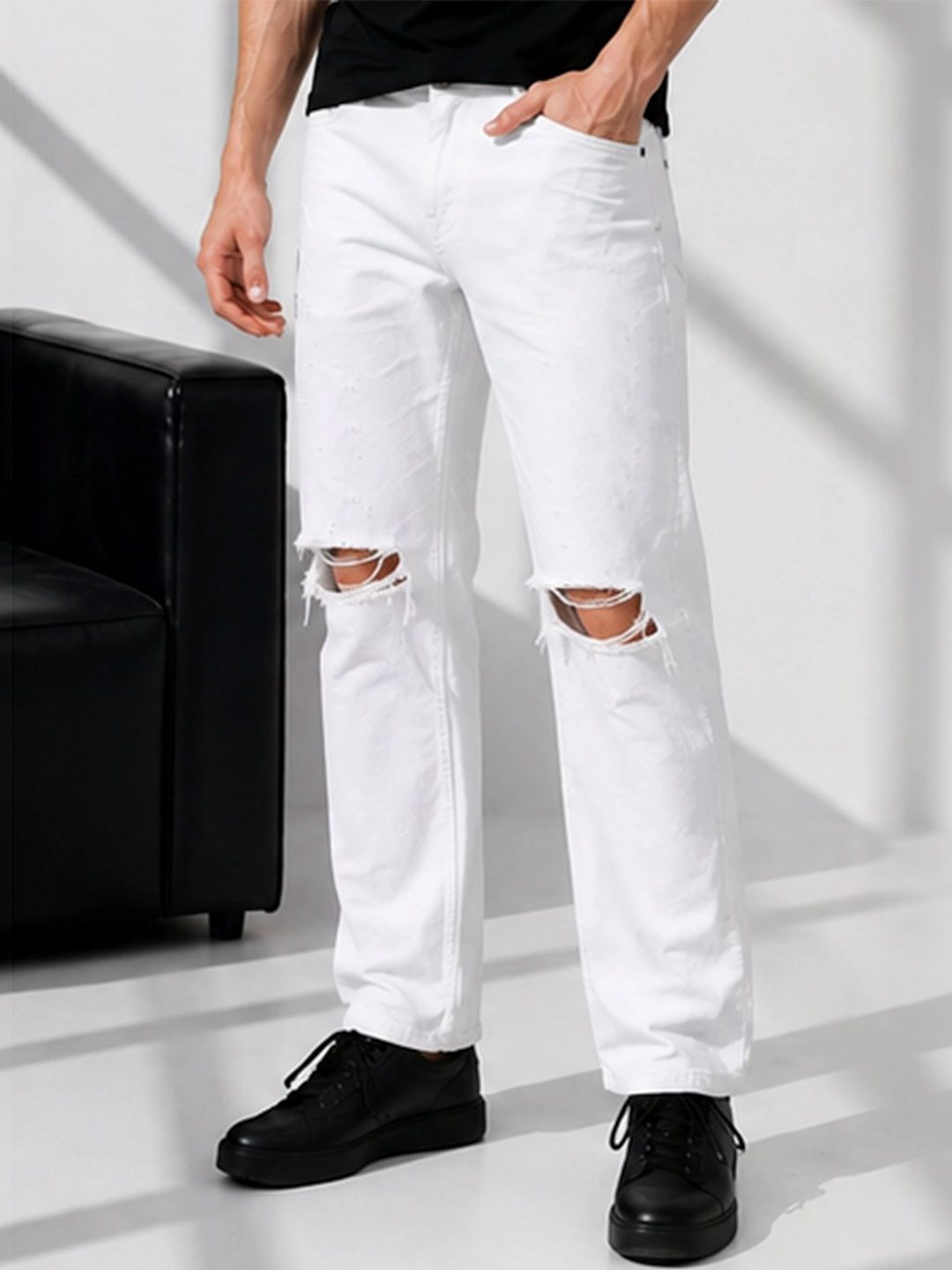 R.Code by The Roadster Life Co. Men Classic Regular Fit Mid-Rise Highly Distressed Stretchable Jeans-picture-24