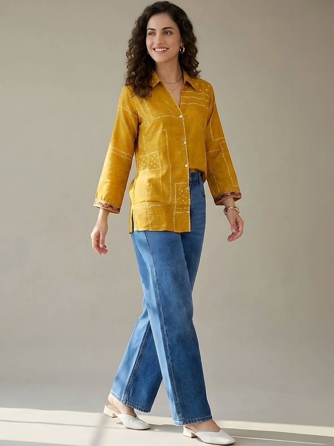Banwaree Print Ethnic Crepe Shirt Style Top-picture-26