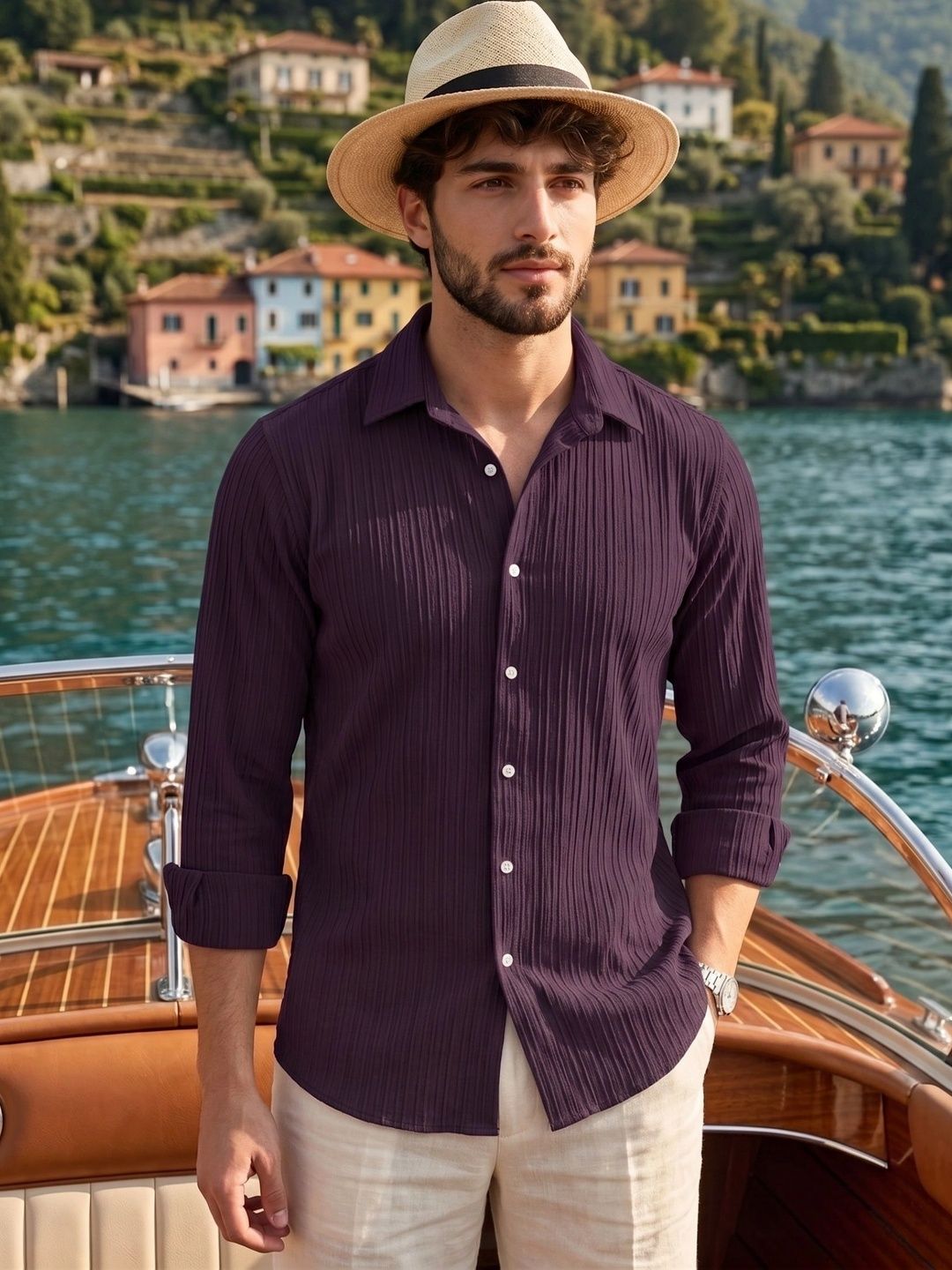 FINIVO FASHION Men Comfort Spread Collar Long Sleeves Regular Fit Cotton Casual Shirt-picture-35
