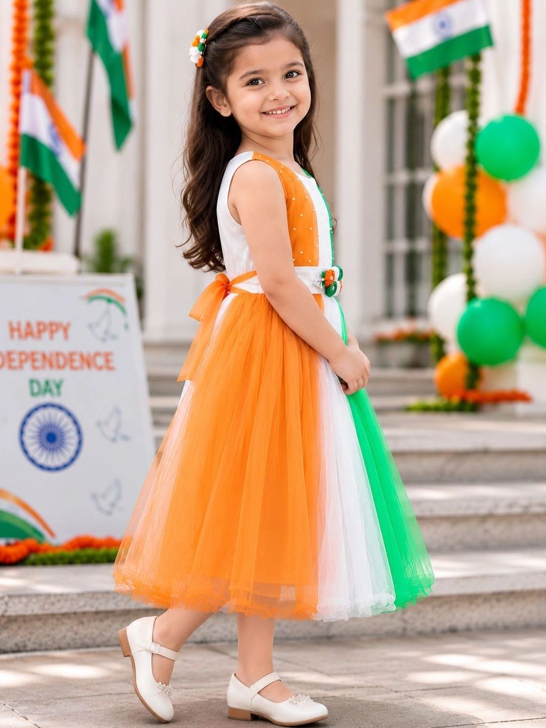 BAESD Colourblocked Ruffled Net Fit & Flare Dress-image-38