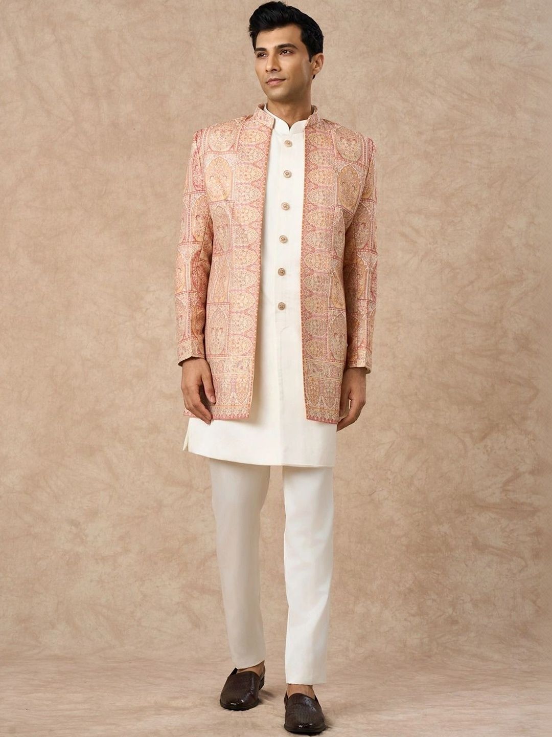 Manyavar Embroidered Mandarin Collar Sherwani-image-20